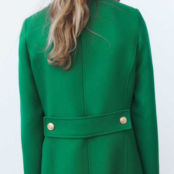 ZARA TAILORED BUTTONED COAT SIZE Small Apple green 0/5247/243 gold buttons NWT - Picture 10 of 11